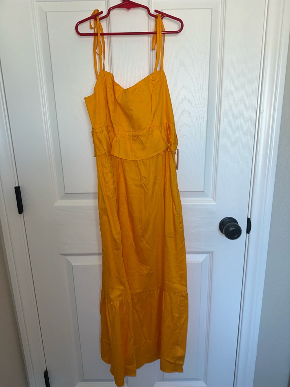 Sunny Yellow Tie-Shoulder Maxi Dress NWT